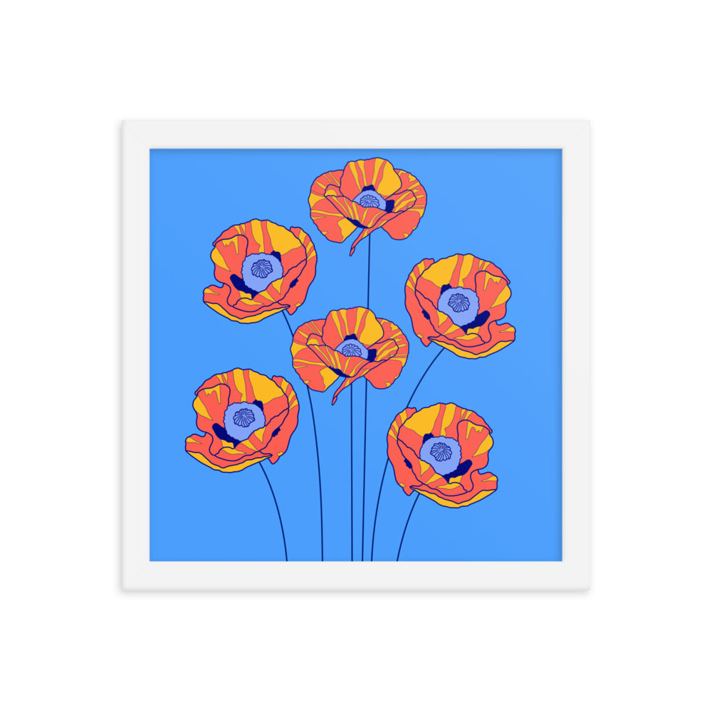 Bouquet of Poppies Framed Art Print, 12" X 12"