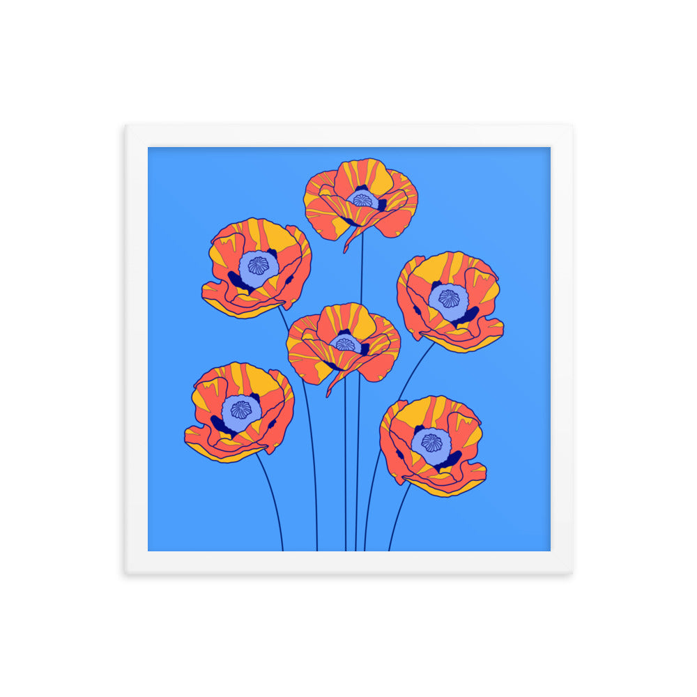 Bouquet of Poppies Framed Art Print, 14" X 14"
