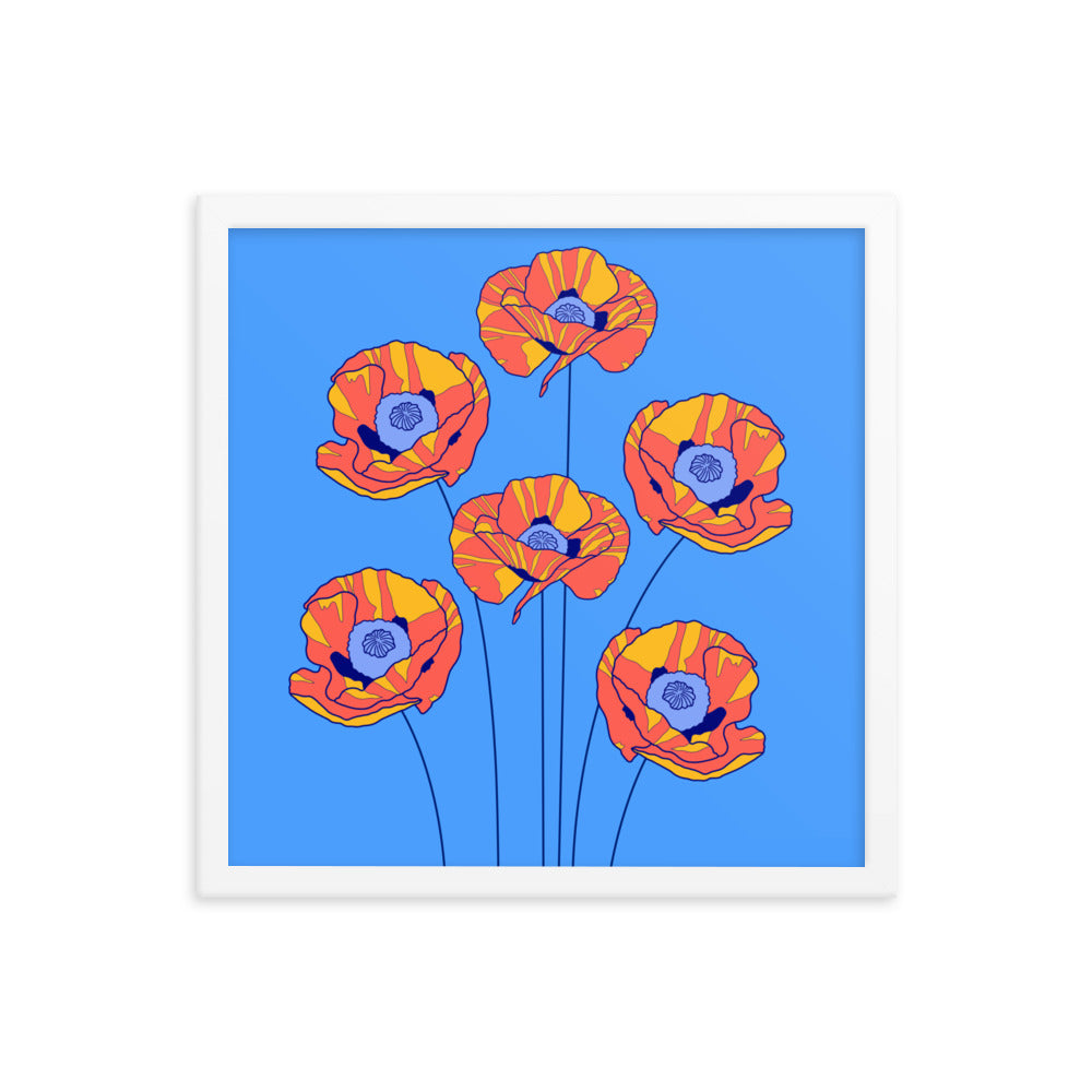 Bouquet of Poppies Framed Art Print, 16" X 16"